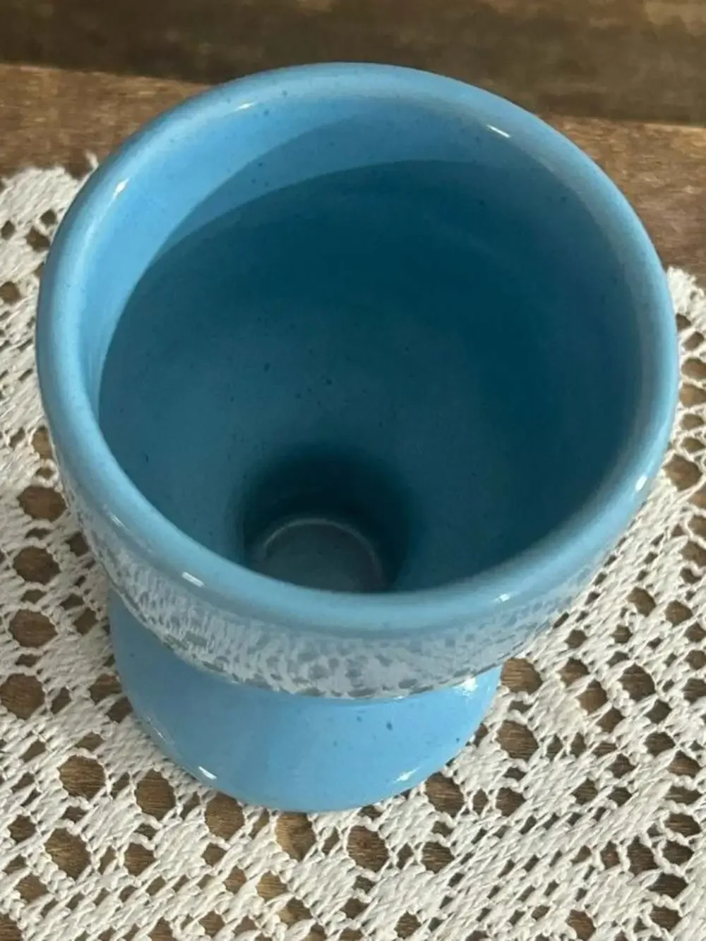 Frankoma Pottery Robin Egg Blue Footed Goblet